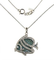 Beautiful White Topaz Fish Necklace