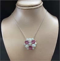 Stunning 5.20 ct Opal & Pink Sapphire Necklace