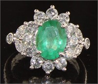 14kt Gold 3.21ct Oval Emerald & Diamond Ring