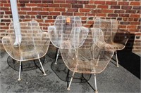 4pc Mid Century Metal Patio Chairs w/