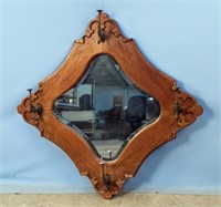 Circa 1900 Oak Hanging Halltree Mirror