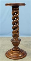 Heavy Carved Oak Barley Twist Pedestal C. 1900