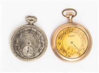 Jewelry Lot of 2 Antique Pocket Watches Elgin Walt