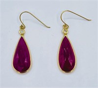 14k Gold 10ct Natural Ruby & Diamond Earrings