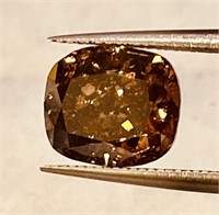 Certified 3.20ct Cushion Natural Vivid Brown