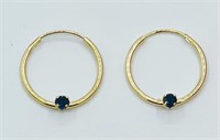 14k Yellow Gold 0.15cts Blue Sapphire Earrings
