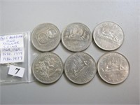 6 Canadian One Dollar Coins