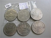 6  Canadian One Dollar Coins