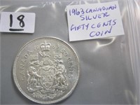 1963 Silver Canadian Fifty Cents Coin
