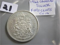 1962 Silver Canadian Fifty Cents Coin