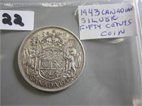 1943 Silver Canadian Fifty Cents Coin