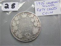 1905 Silver Canadian Fifty Cents Coin