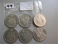 6  Canadian Fifty Cents Coins