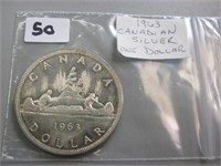 1963 Silver Canadian One Dollar Coin