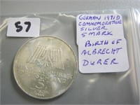 1971D German  Silver Commemorative 5 Mark Coin