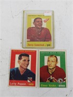 THREE 1959-60 TOPPS HOCKEY CARDS