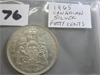 1965 Silver Canadian Fifty Cents Coin