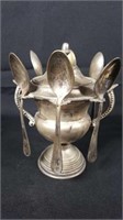 Antique Silver Plate Sugar Bowl Spoon Holder