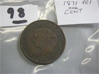 1871  Prince Edward Island One Cent Coin