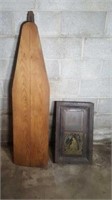 Antique Wooden Ironing Board & Wall Clock Box