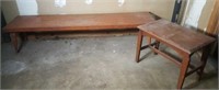 Wooden Bench & Small Table