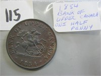 1854 Bank of Upper Canada One Half Penny