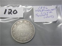1896 Silver Newfoundland Twenty Cents Coin