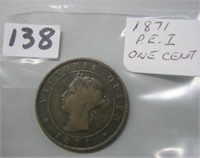 1871  Prince Edward Island One Cent Coin