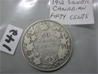 1912  Silver Canadian Fifty Cents Coin