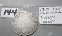 1900  Silver Newfoundland Twenty Cents Coin