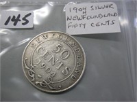 1904H  Silver Newfoundland Fifty Cents Coin