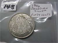 1946 Silver Canadian Fifty Cents Coin