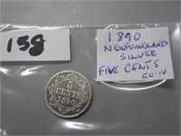 1890  Silver Newfoundland Five Cents Coin