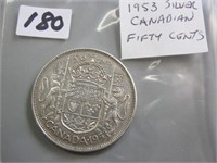 1953 Silver Canadian Fifty Cents Coin