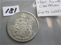 1961 Silver Canadian Fifty Cents Coin