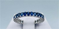 14k White Gold 3.50cts Natural Blue Sapphire Band