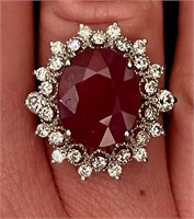 14k White Gold 8.50ct Ruby 1.10ct Diamond Ring