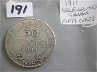 1911  Silver Newfoundland Fifty Cents Coin