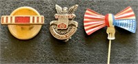 3 pins - Good Conduct medal / Tin flag / HEW
