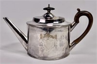 Sheffield silver tea pot, chased design on sides,