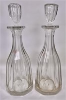 Pr. Blown glass decanters, 13" tall, 4.5 dia.
