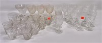 Cut crystal wine glasses and cups, 2.75" dia. Wine