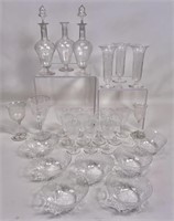 Crystal stemware 9.5" decanters, 6" vases, 4.5"