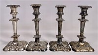 4 silver candlesticks, Quadruple Plate, Cox Silver