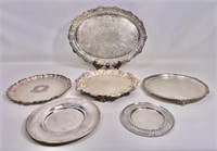Silver-plate serving trays, 13" x 18" oval, 13"