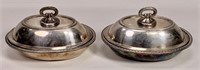 Pr. Silver over copper vegetable dishes,