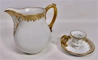 Limoges candlestick and pitcher - 5.5" tall