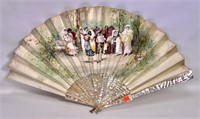 Mother of Pearl mounted fan, hand painted