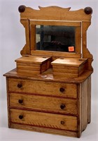 Miniature chest, chestnut, mirror back with glove