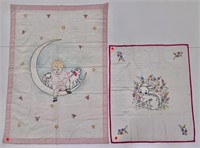 Crib quilt with rabbit, 26" x 30" (spot on back) /